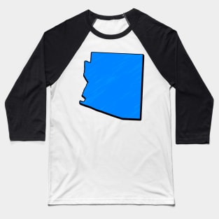 Bright Blue Arizona Outline Baseball T-Shirt